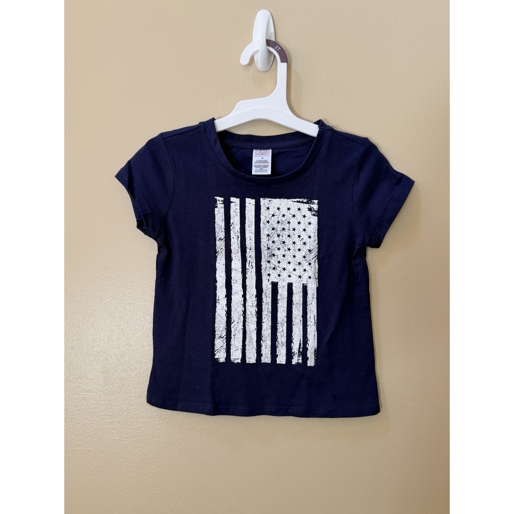 Swiggles Toddlers Navy Blue with A Distressed Vertical American Flag Sz 4T NWOT